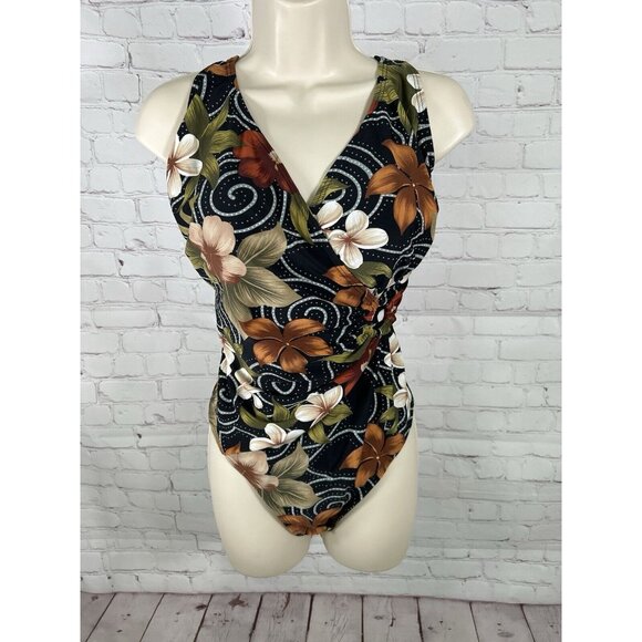 Ocean Dream Collection Floral Built In Padding One Piece Swimsuit 18 - Picture 1 of 9
